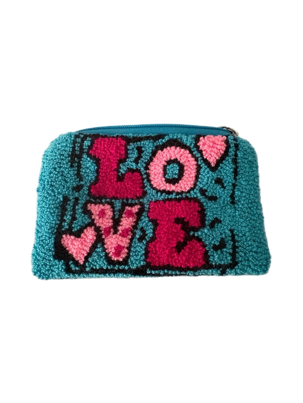 Love Pattern Teal Coin Pouch